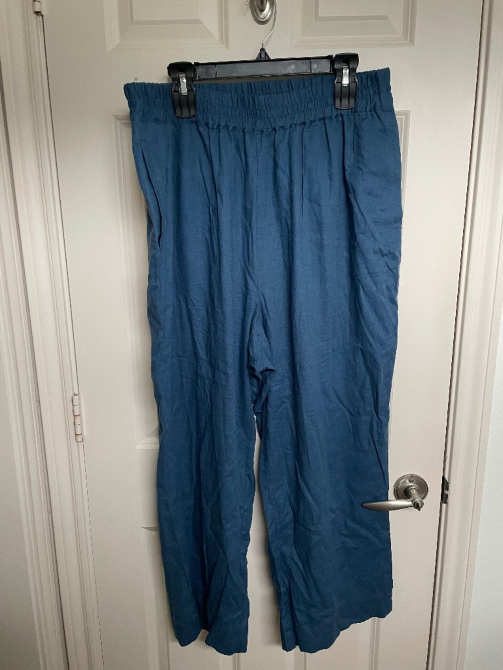 Universal Standard Iris Linen Blue Ankle Pants